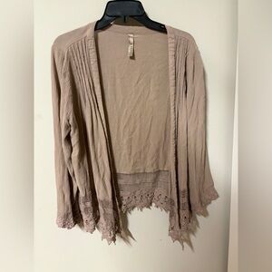 Entro Lace Trim Tan Cardigan